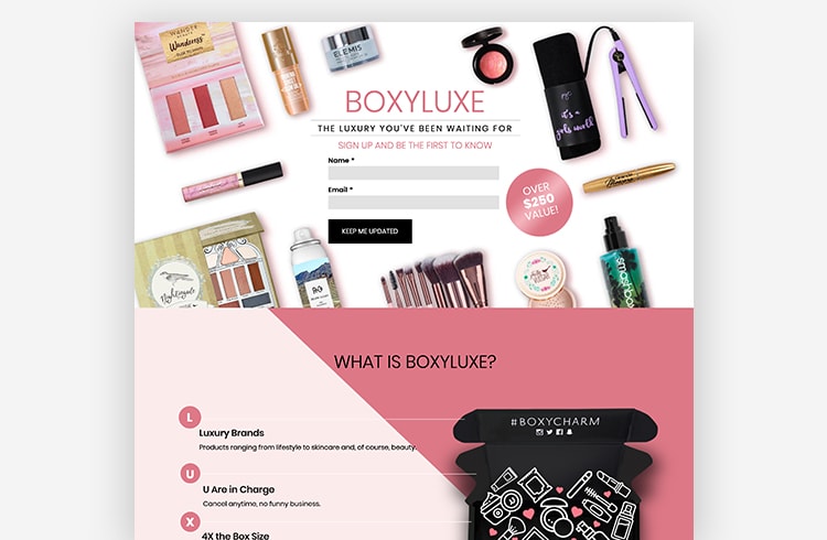 Ecommerce Landing Page: BoxyCharm