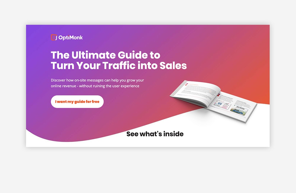 Ebook landing page for Optimonk