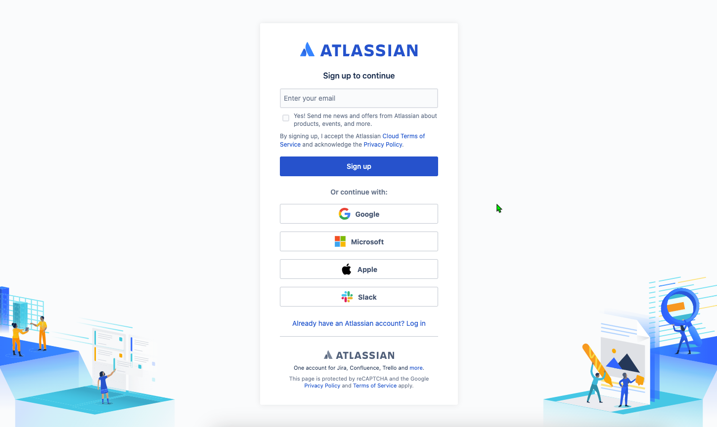 Atlassian sign up landing page thumbnail screenshot