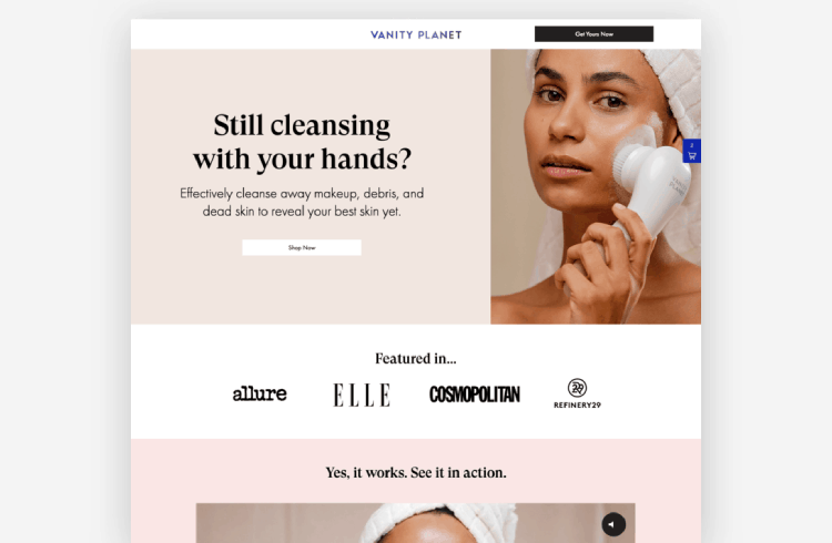 Ecommerce Landing Page: Vanity Planet